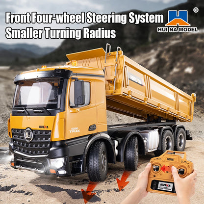 HUINA 1536 1/14 Scale 8WD Brushed RC Dump Truck Construction Vehicle Ready-to-Run with Lights & Sound