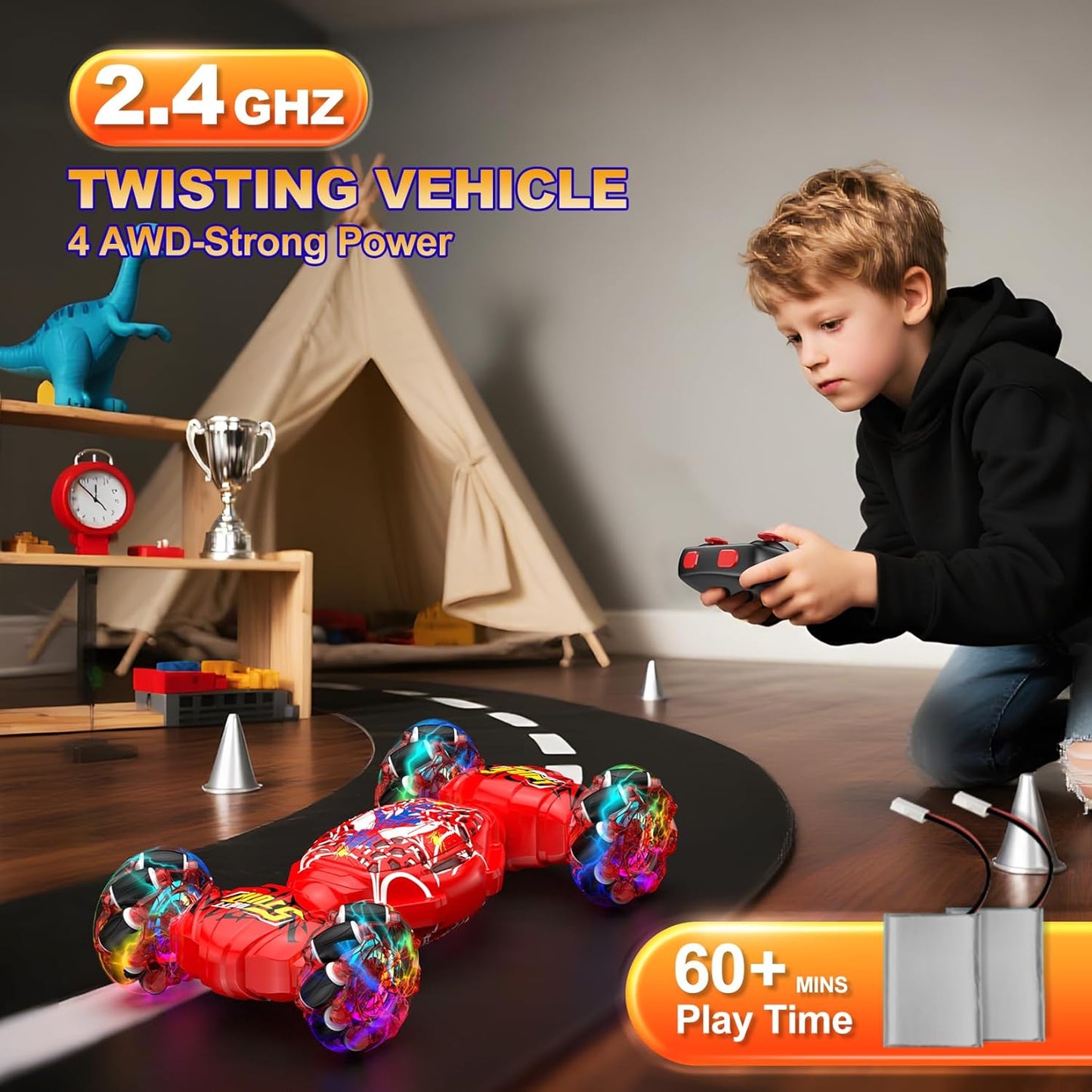 Nikuku 1/16 360-Degree Rotating RC Car with Remote Control for Kids