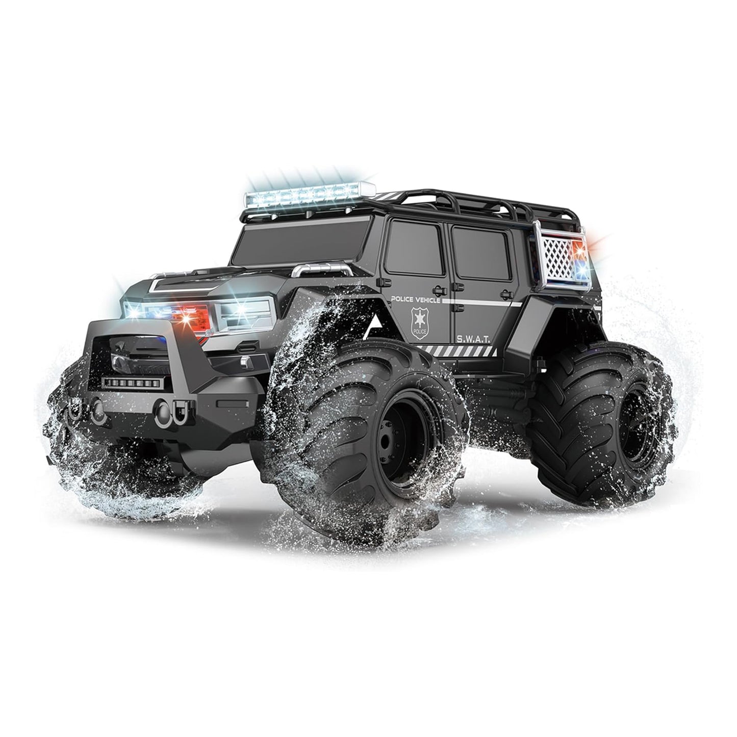 Threeking 1/16 Waterproof Amphibious Police Truck – 4WD RC Monster Truck