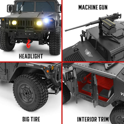 SWATOW 1/14 Scale 4WD Brushed RC Military Rock Crawler - All-Terrain Truck Ready-to-Run with LED Lights