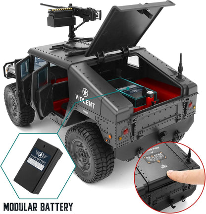 SWATOW 1/14 Scale 4WD Brushed RC Military Rock Crawler - All-Terrain Truck Ready-to-Run with LED Lights