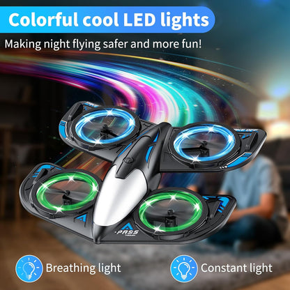 Beginner-friendly quadcopter drone with colorful LED lights