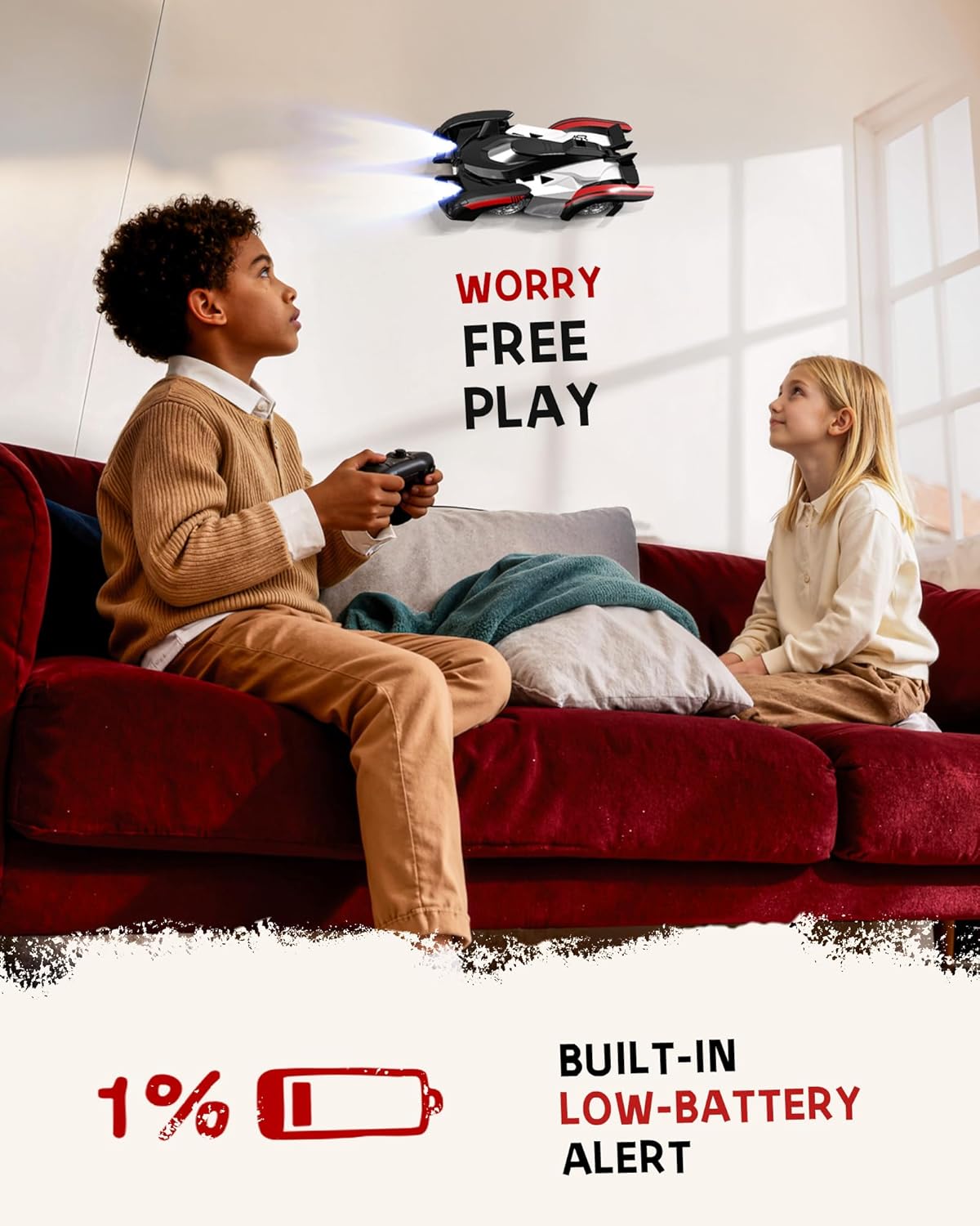 1/16 4WD Ready-to-Run RC Stunt Car with Headlights and Rechargeable Battery