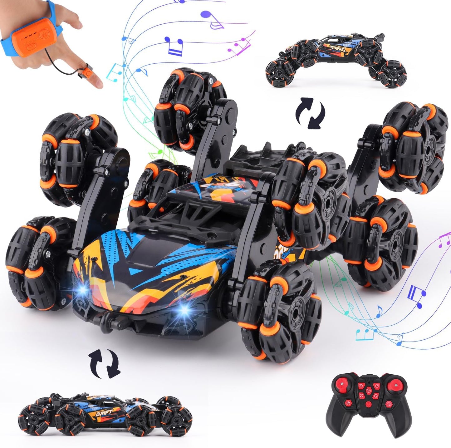 NEXBOX Gesture Sensing Hand-Controlled Stunt Car – 8-Wheel RC Toy