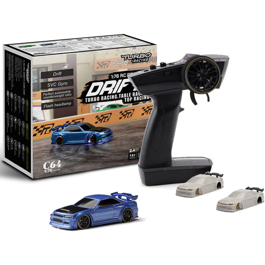 FLYCOLOR Turbo Racing C64 1:76 RWD Ready to Run Drift RC Car with Gyro and LED Lights