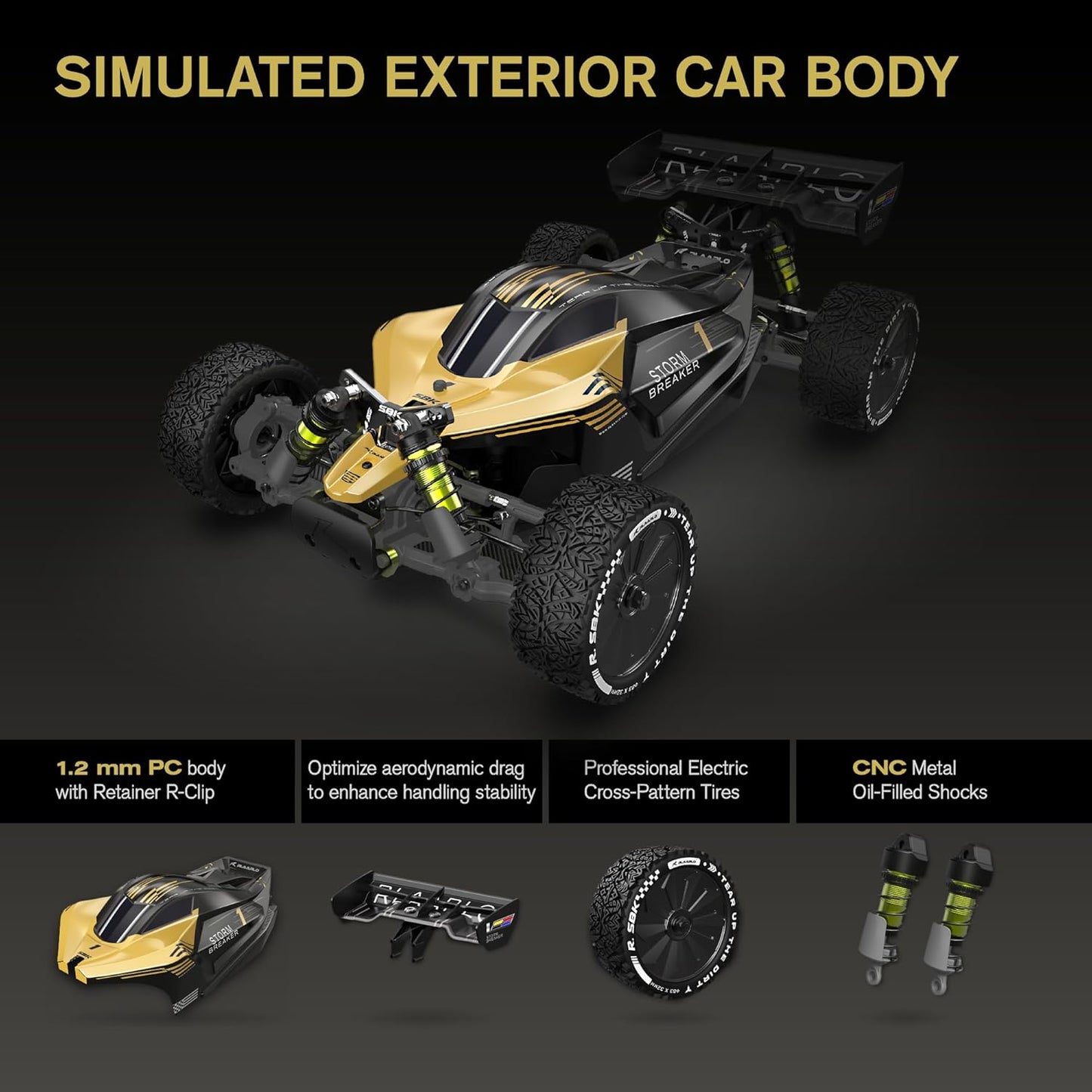 RLAARLO 1/10 4WD Brushless RC Buggy RTR – 50+ MPH
