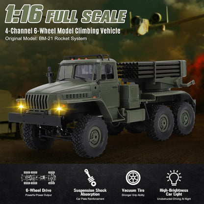 GoolRC 1/12 Scale 6WD Military Cargo Truck Ready-to-Run with LED Lights