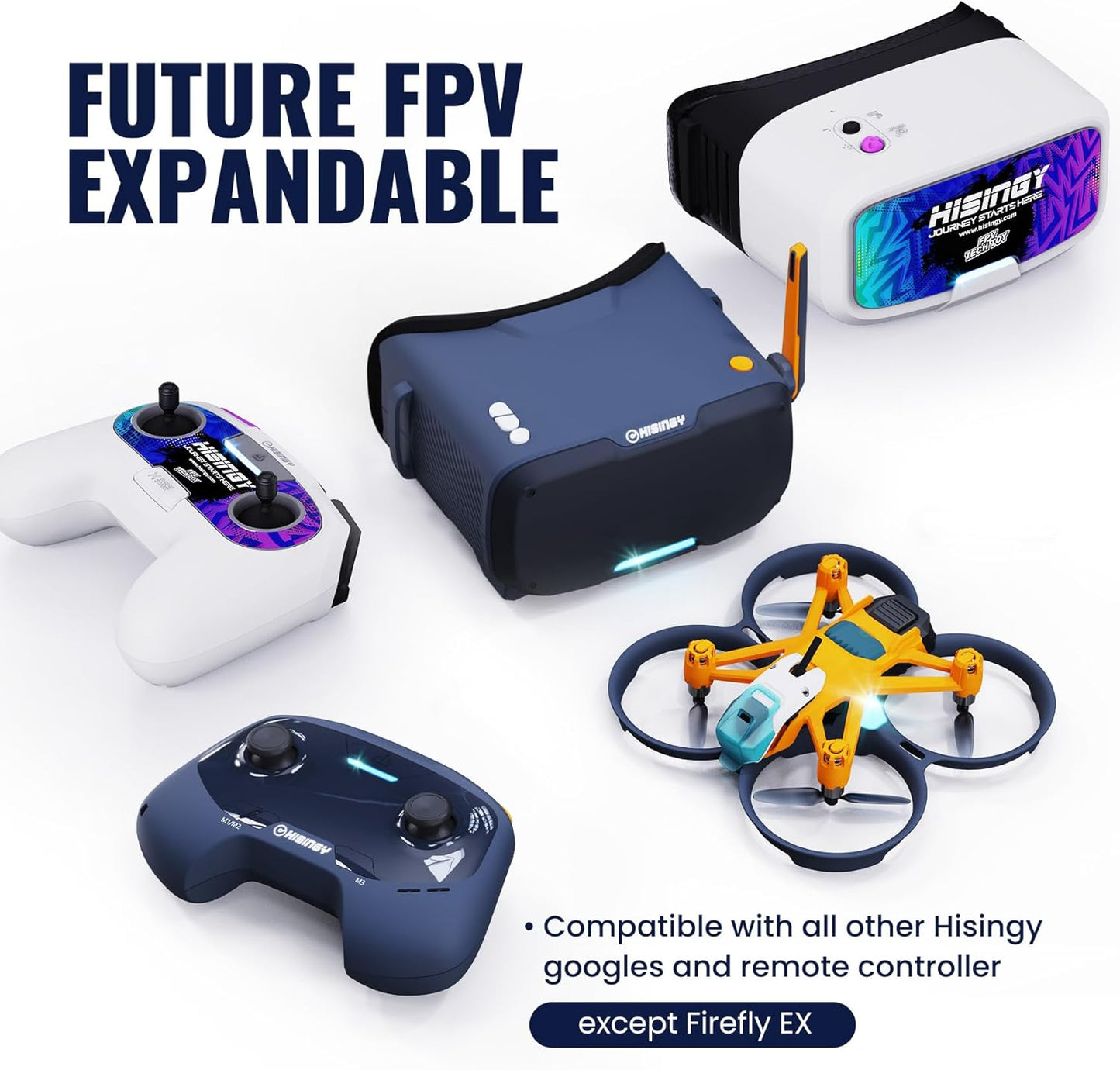 HISINGY Firefly FPV Drone Kit RTF with FPV Goggles and Controller