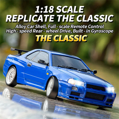 LDRC 1899 1/18 2WD Ready-to-Run RC Drift Car Nissan GTR R34 with Gyro