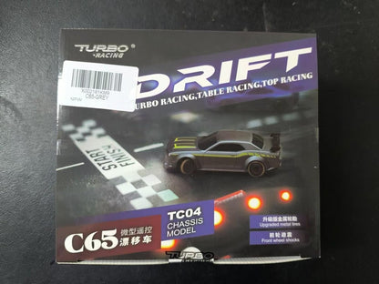 FLYCOLOR Turbo Racing 1:76 C65 Drift RC Car with Gyro RTR – Grey