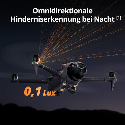 DJI Mavic 4 Pro Fly More Combo 100MP drone in flight with night vision capabilities