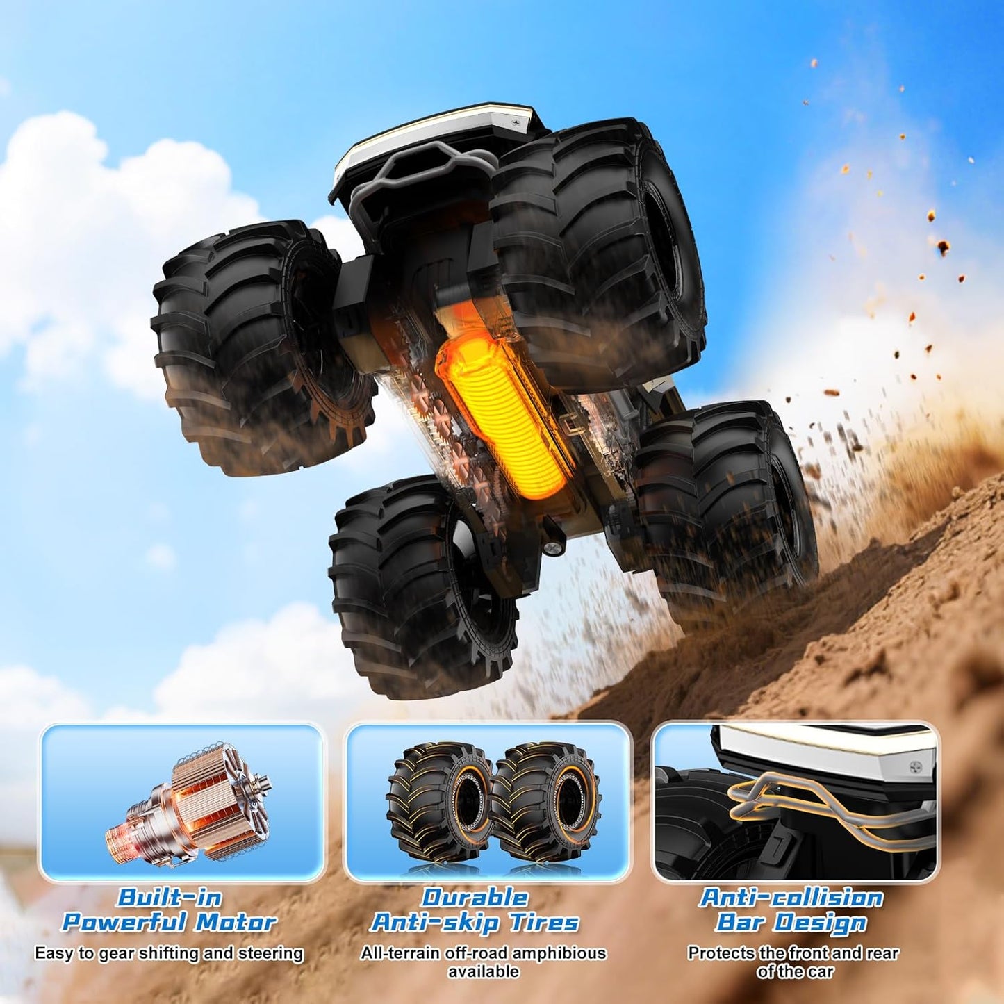 Dafotil 1/18 Amphibious Monster Truck – 4WD Waterproof Ready-to-Run