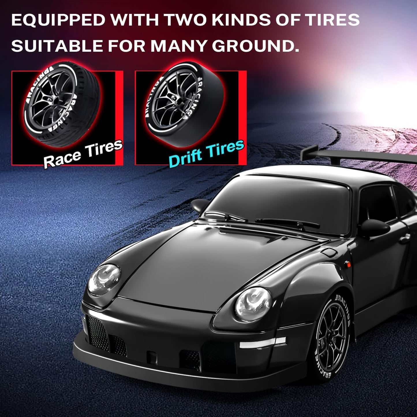 ACAMMZAR RC Drift Car with Gyro – 1/24 Scale 4WD Full Proportional Drift Ready-to-Run