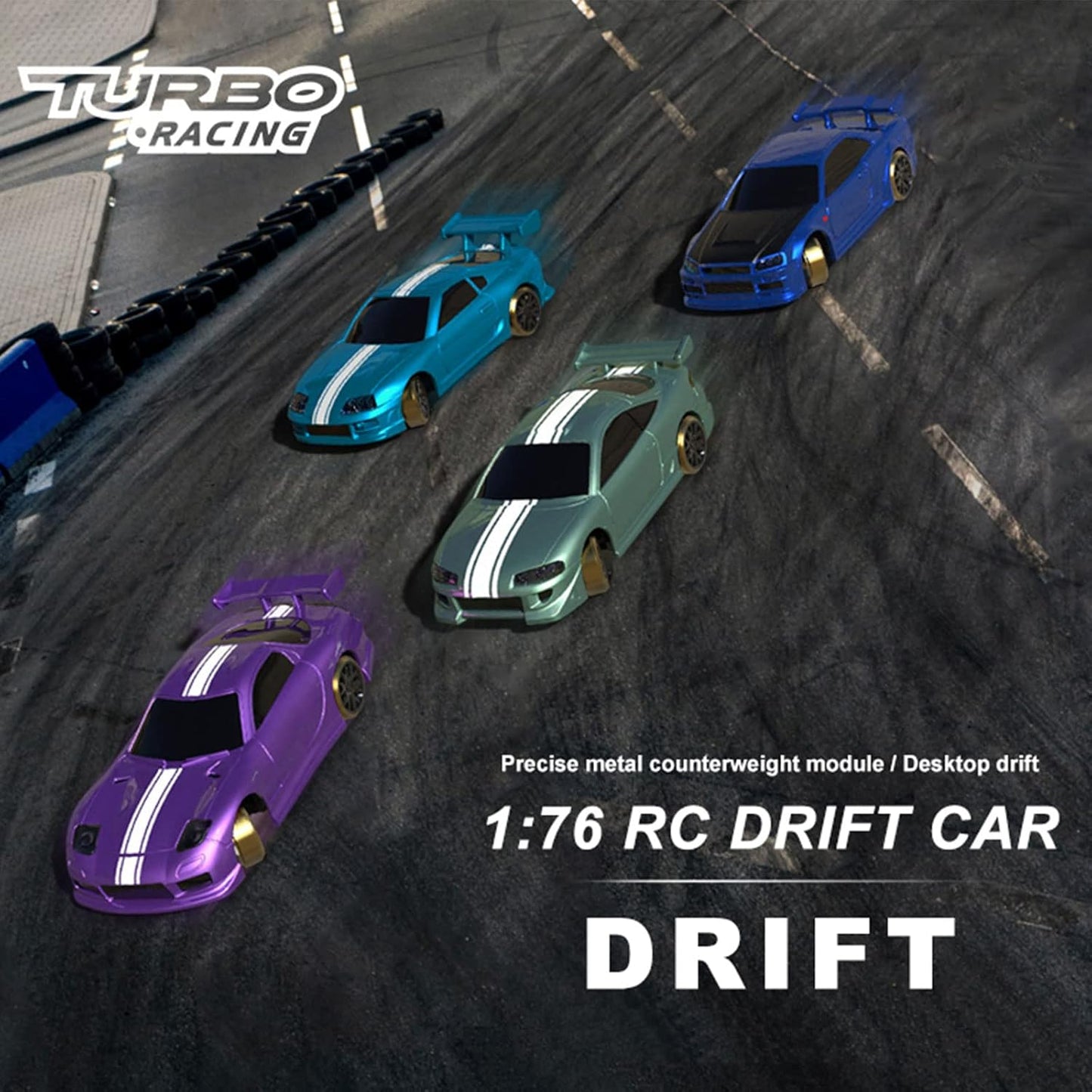 FLYCOLOR Turbo Racing C64 1:76 Scale 2WD Ready-to-Run Drift RC Car with Gyro