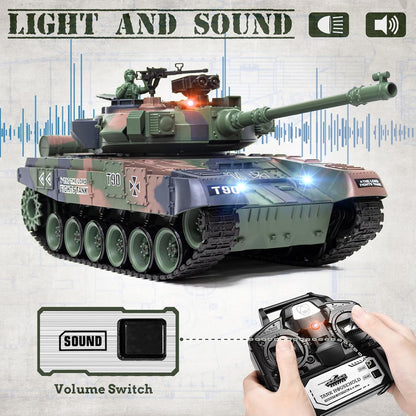 1/18 Scale T-90 4WD RC Battle Tank Ready-to-Run with BB Launcher, Smoke, Sound and Lights