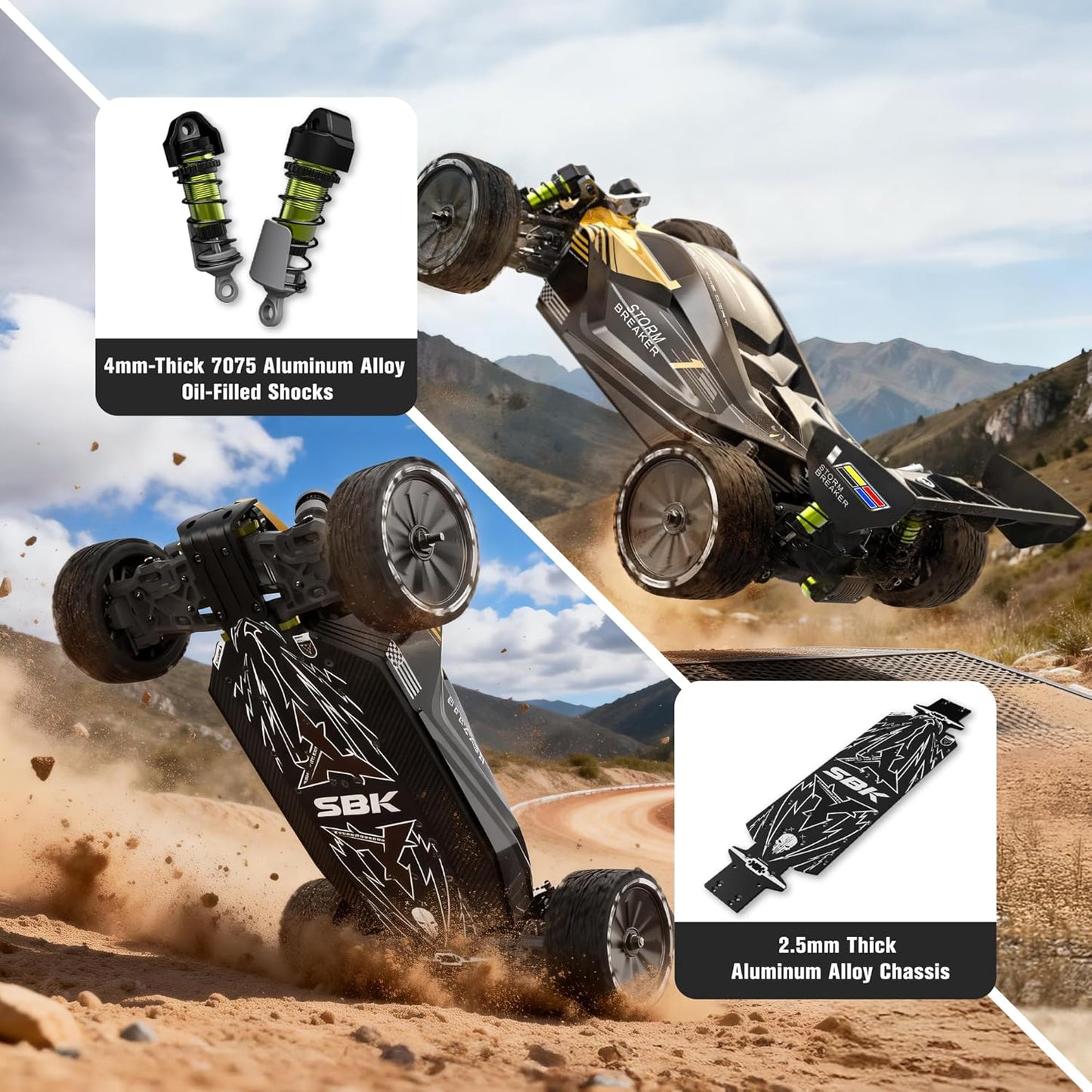 RIAARIO 1/10 Scale 4WD Brushless RC High-Speed Monster Truck Ready-to-Run Waterproof All-Terrain
