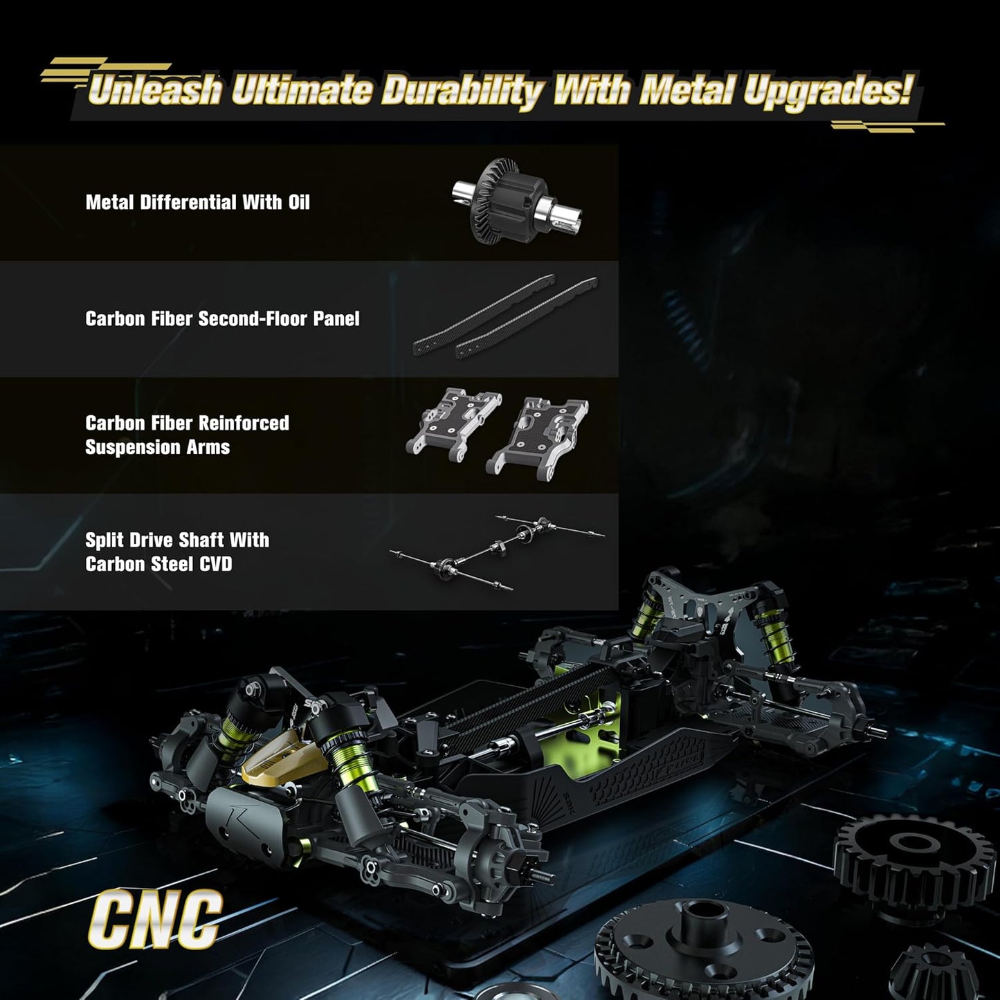 RIAARIO 1/10 Scale 4WD Brushless RC High-Speed Monster Truck Ready-to-Run Waterproof All-Terrain