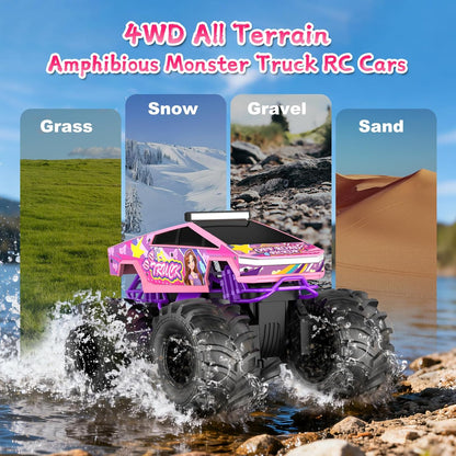 Dafotil 1/18 4WD Ready-to-Run Amphibious RC Monster Truck for Girls