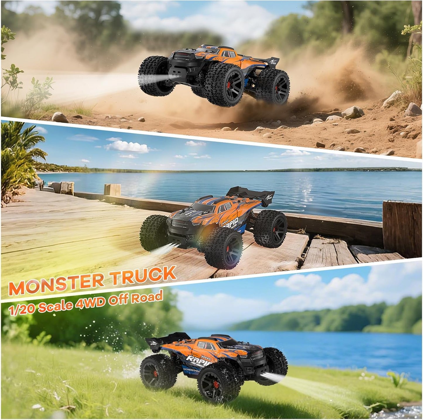 Nikuku 1/20 Scale 4WD All-Terrain Waterproof RC Truck – High-Speed Ready-to-Run