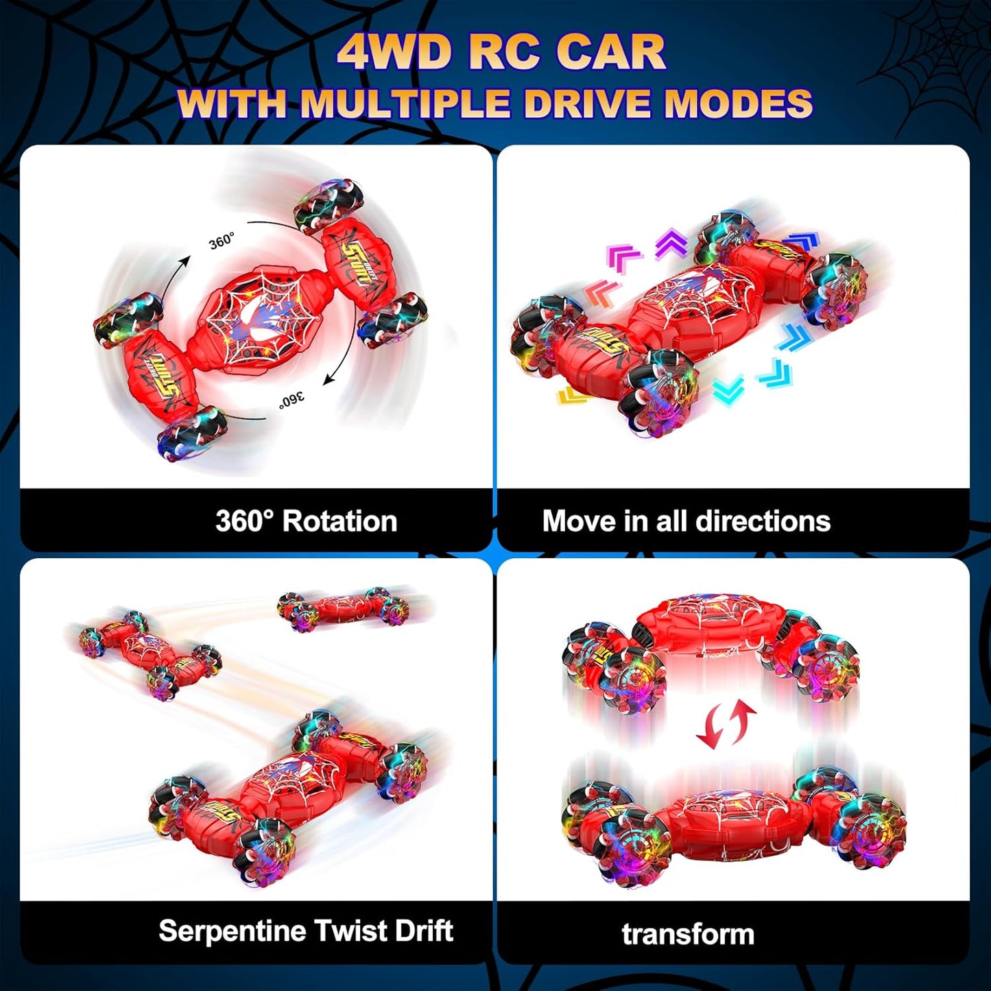 Nikuku 1/16 360-Degree Rotating RC Car with Remote Control for Kids