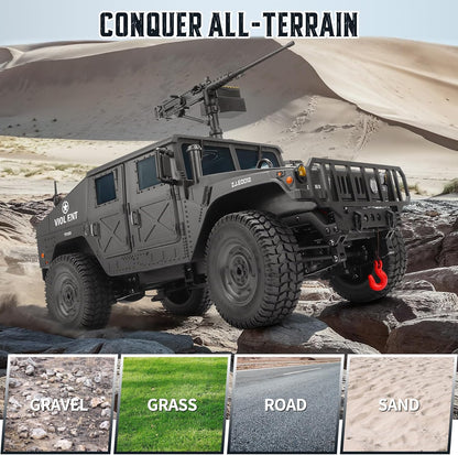 SWATOW 1/14 Scale 4WD Brushed RC Military Rock Crawler - All-Terrain Truck Ready-to-Run with LED Lights