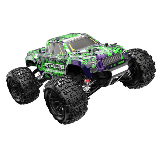 Jetwood JC16W 1/16 Scale 4WD Brushed RC Monster Off-Road High-Speed Truck in front three-quarter view