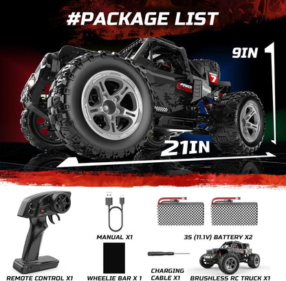DEERC 207E 1/10 4WD Brushless Ready to Run Monster Truck with LED Lights