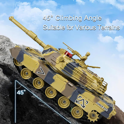 KAIM Kid's 1/24 US M1A2 Abrams RC Battle Tank with Smoke, Lights & Sounds