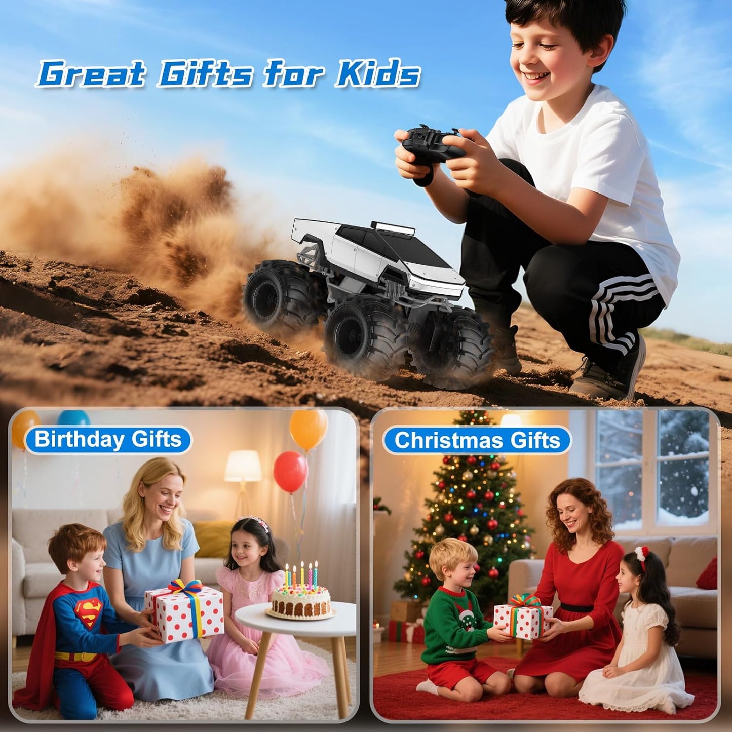 Dafotil 1/18 Amphibious Monster Truck – 4WD Waterproof Ready-to-Run