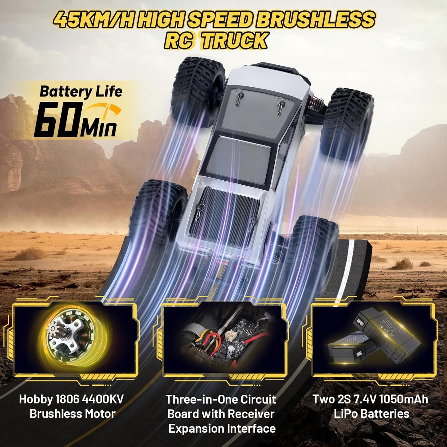 CoolFree JT20W V2 1/20 4WD Brushless Waterproof High-Speed RC Monster Truck