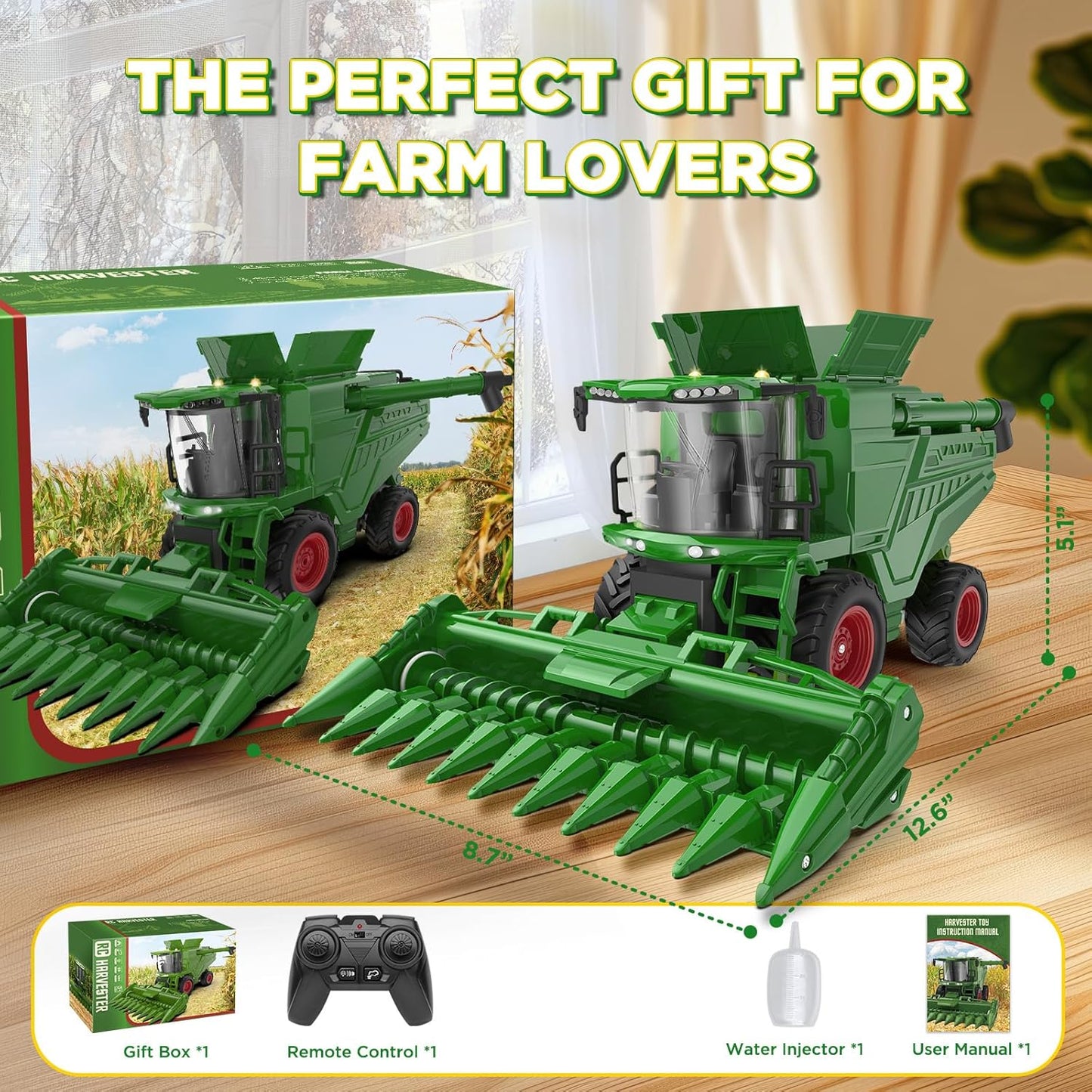 2.4GHz RC Combine Harvester 1/24 Scale 4WD Farm Vehicle Ready-to-Run with Lights and Sounds