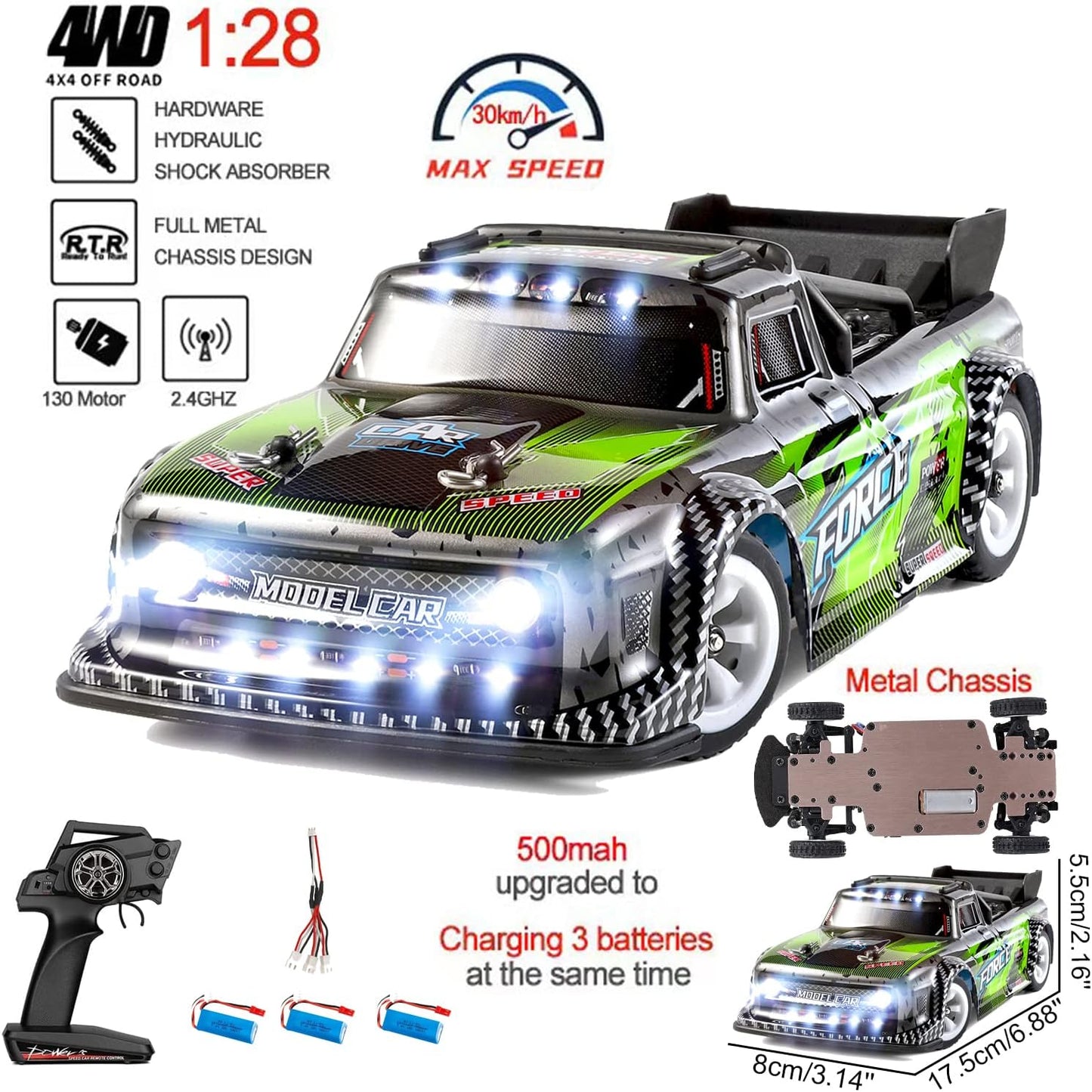 WLtoys 284131 1/28 4WD RTR Micro RC Drift Car with LED Lights