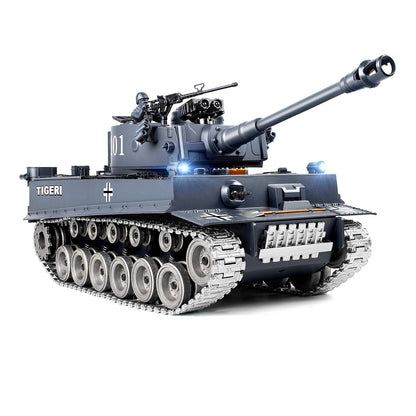 Supdex 1/18 Scale Tiger I RC Tank – Metal Tracks, Smoke & Sound, Shoots BBs and Water Bombs