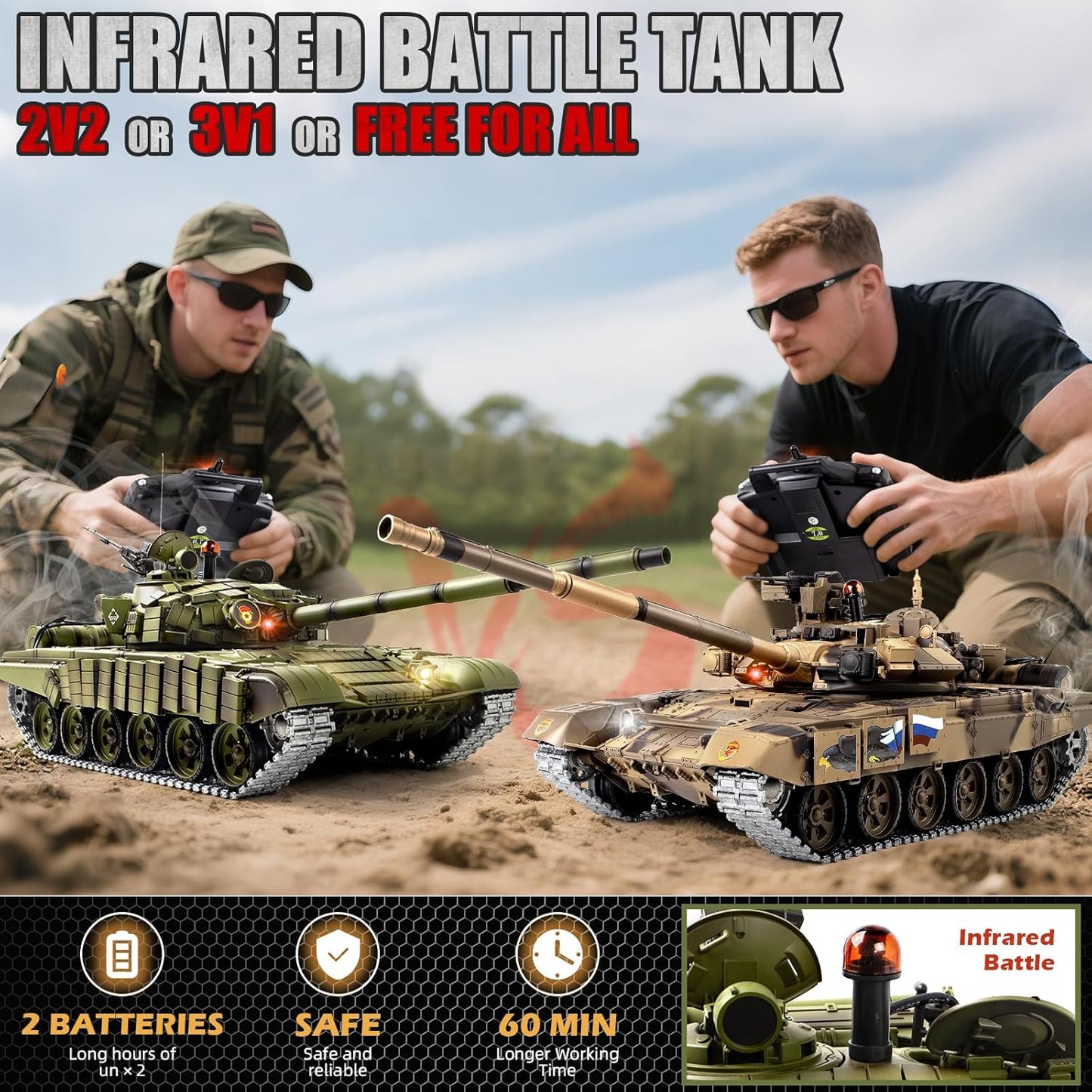 Supdex 1/16 Soviet T-72 Ready-to-Run RC Battle Tank with Metal Upgrades