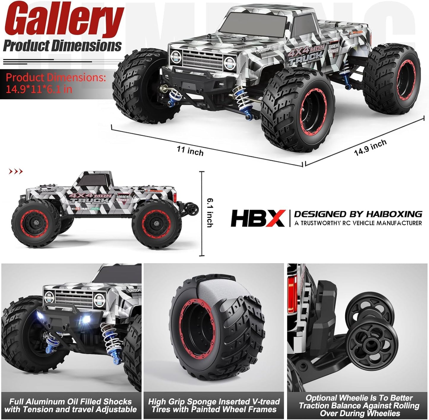 HAIBOXING 903A 1/18 4WD Brushless RTR Fast Off-Road RC Monster Truck