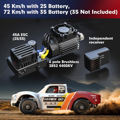 MJX Hyper GO 14211 1/14 Brushless 4WD Short Course Truck – Ready-to-Run, Gyro-Stabilized