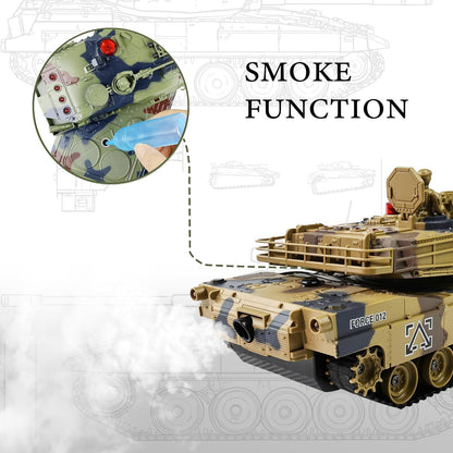 KAIM Kid's 1/24 US M1A2 Abrams RC Battle Tank with Smoke, Lights & Sounds