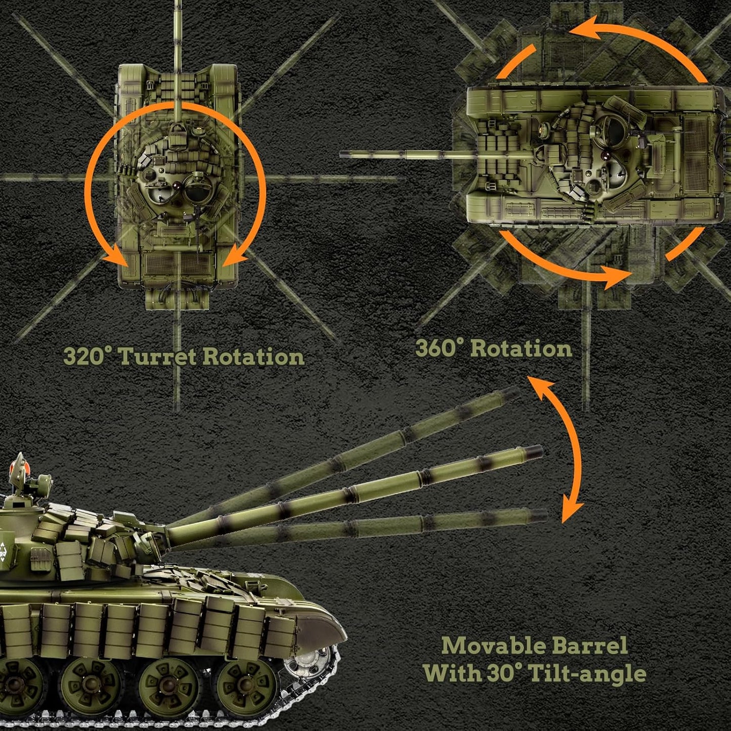 Supdex 1/16 Soviet T-72 Ready-to-Run RC Battle Tank with Metal Upgrades