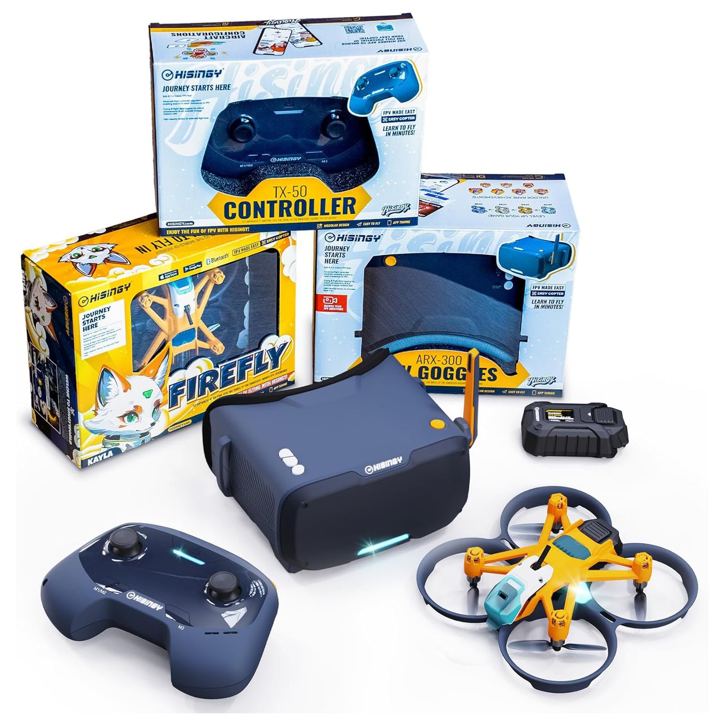 HISINGY Firefly FPV Drone Kit RTF with FPV Goggles and Controller