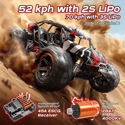 1/14 Scale 4WD Brushless RC Car – Full Roll-Cage Frame, 50 km/h Top Speed