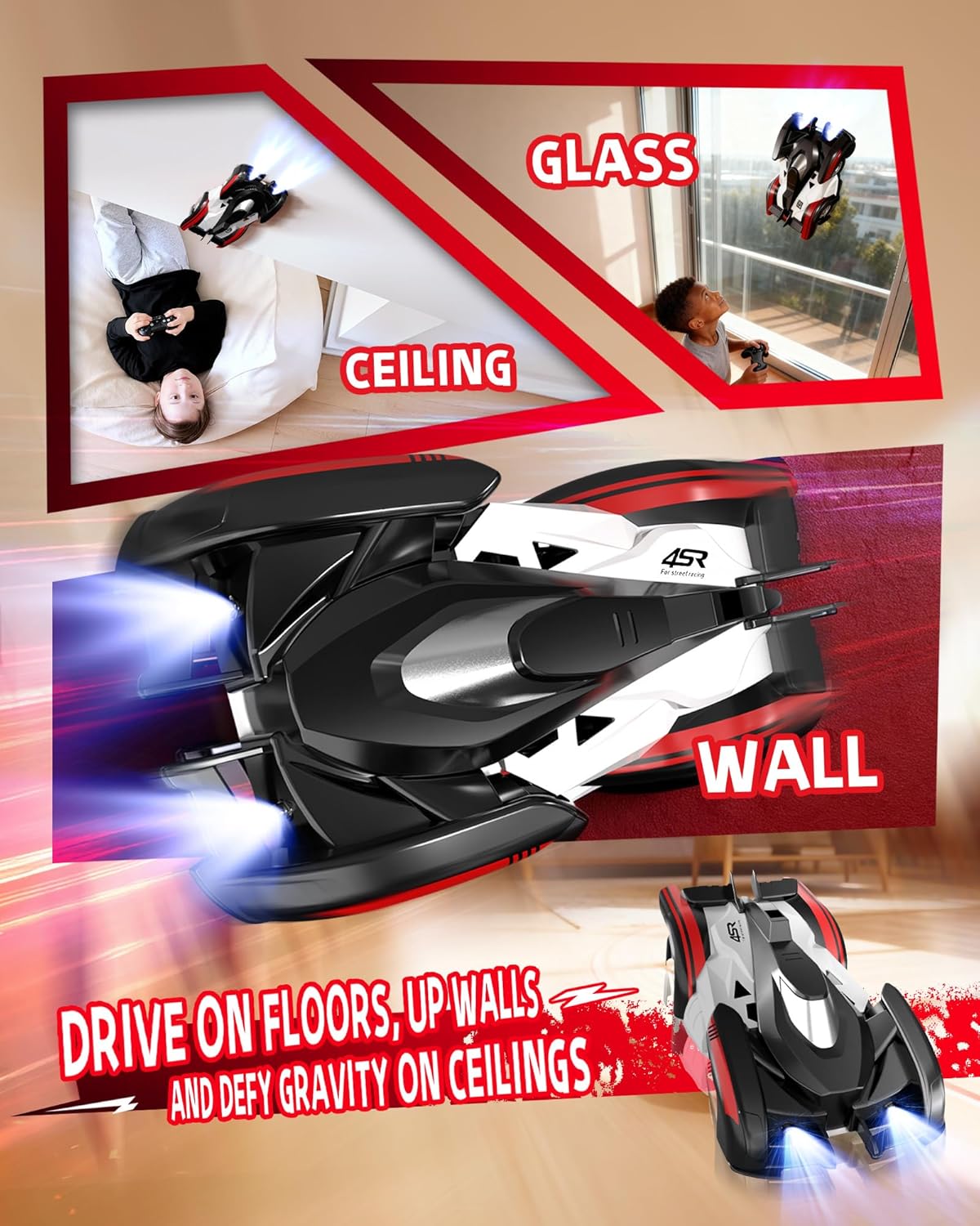 1/16 4WD Ready-to-Run RC Stunt Car with Headlights and Rechargeable Battery