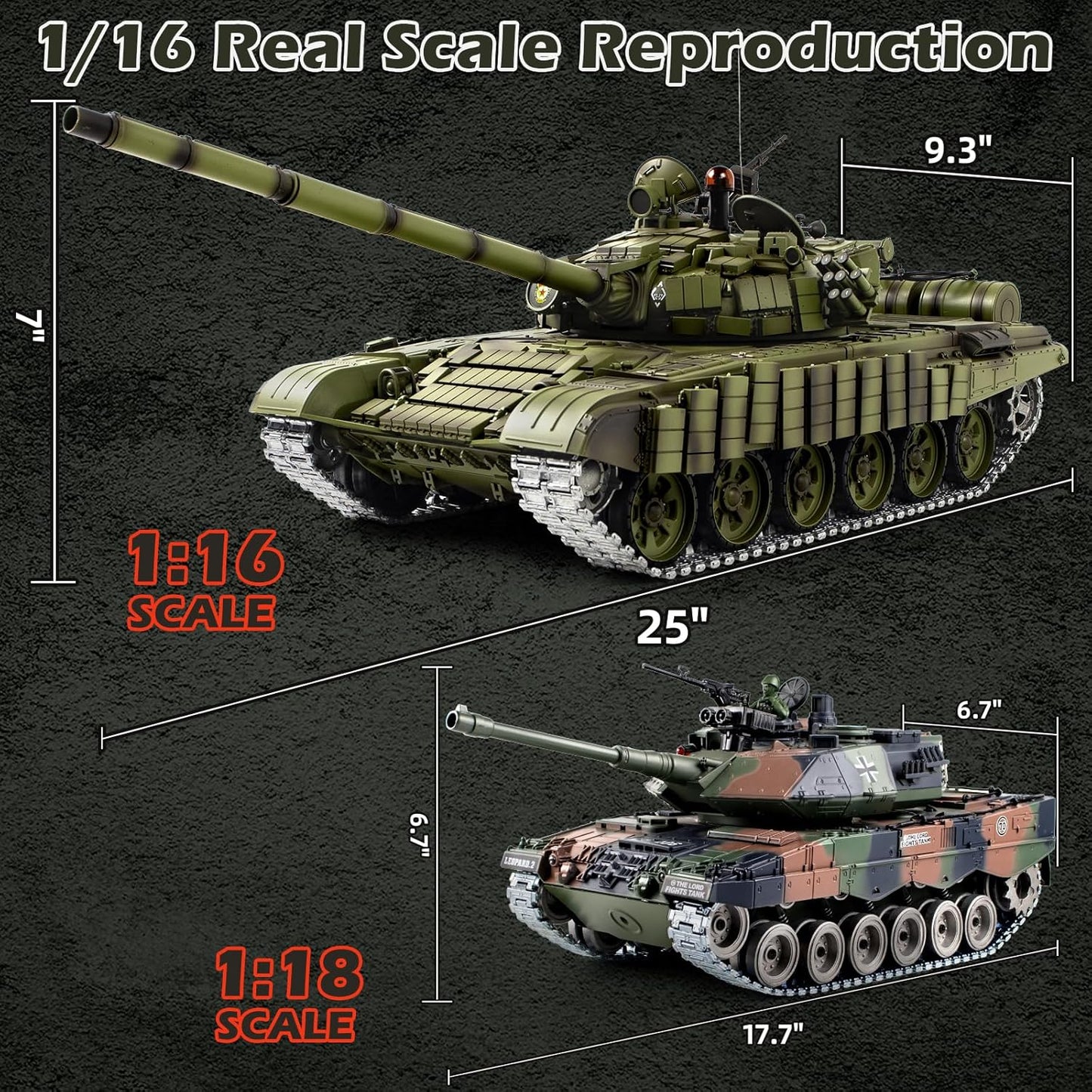 Supdex 1/16 Soviet T-72 Ready-to-Run RC Battle Tank with Metal Upgrades