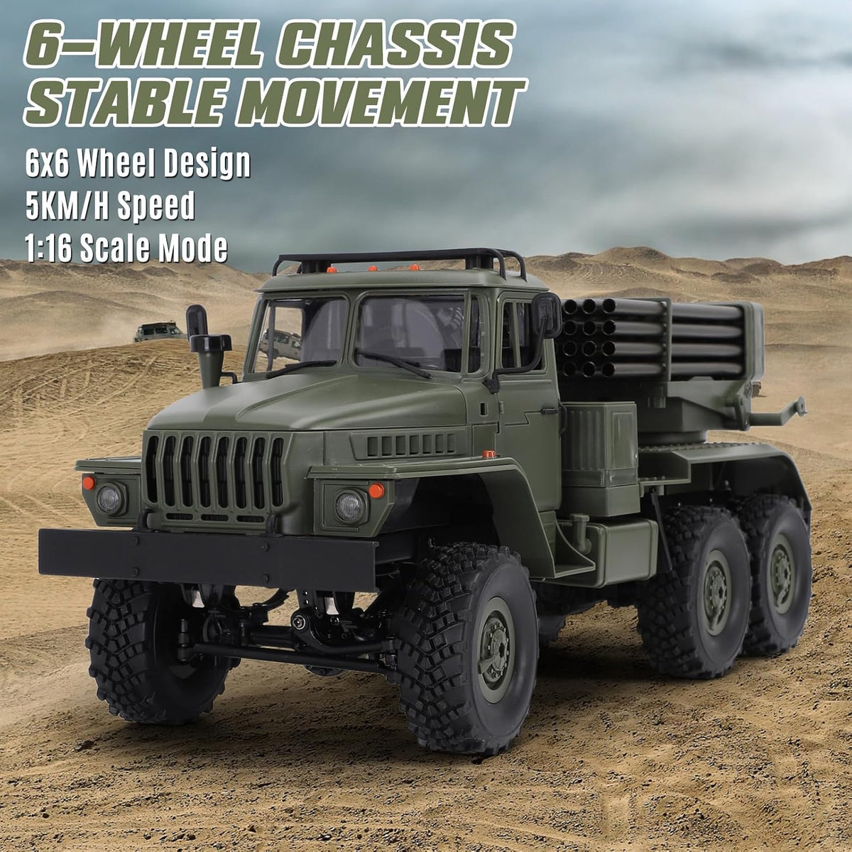 GoolRC 1/12 Scale 6WD Military Cargo Truck Ready-to-Run with LED Lights