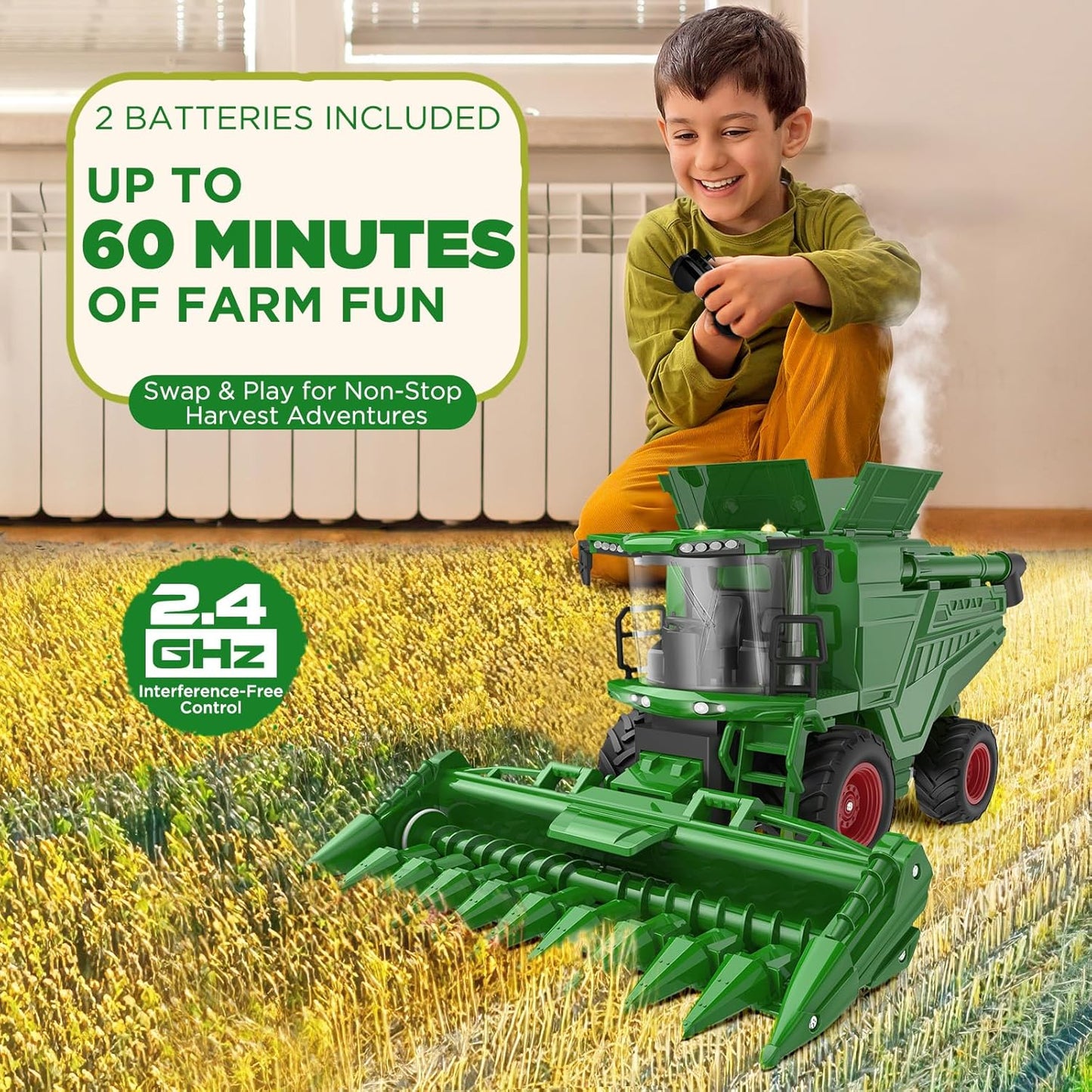 2.4GHz RC Combine Harvester 1/24 Scale 4WD Farm Vehicle Ready-to-Run with Lights and Sounds