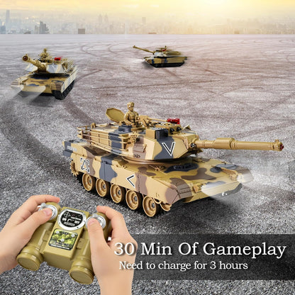 KAIM Kid's 1/24 US M1A2 Abrams RC Battle Tank with Smoke, Lights & Sounds