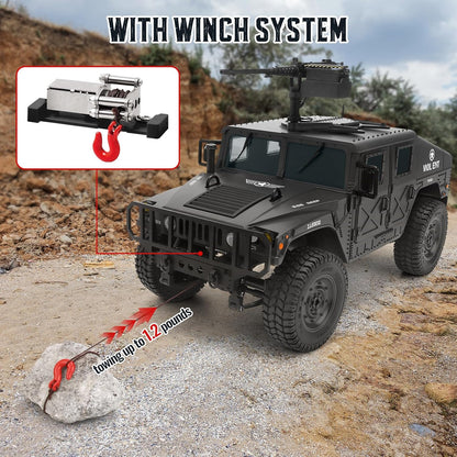 SWATOW 1/14 Scale 4WD Brushed RC Military Rock Crawler - All-Terrain Truck Ready-to-Run with LED Lights