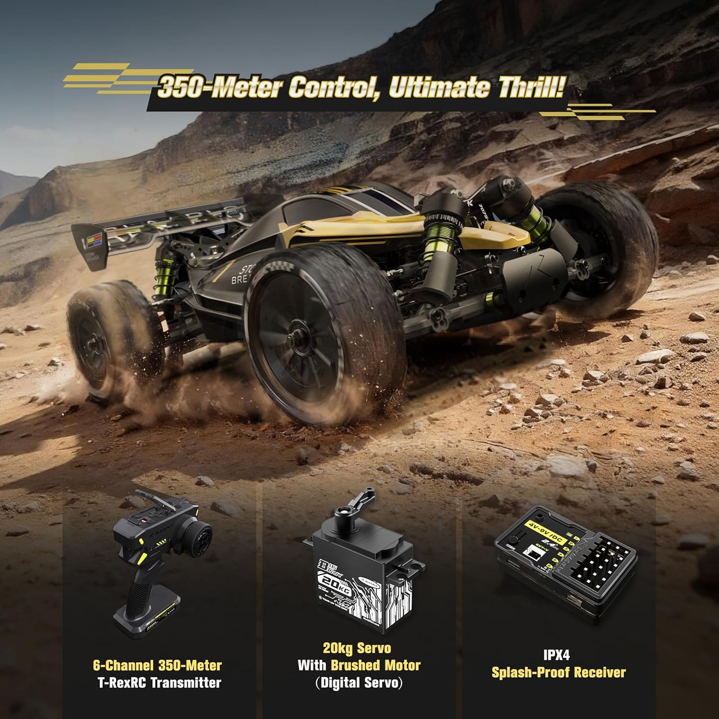 RIAARIO 1/10 Scale 4WD Brushless RC High-Speed Monster Truck Ready-to-Run Waterproof All-Terrain