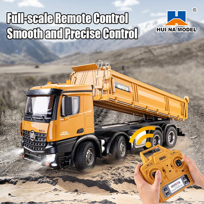 HUINA 1536 1/14 Scale 8WD Brushed RC Dump Truck Construction Vehicle Ready-to-Run with Lights & Sound