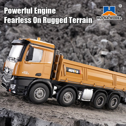 HUINA 1536 1/14 Scale 8WD Brushed RC Dump Truck Construction Vehicle Ready-to-Run with Lights & Sound