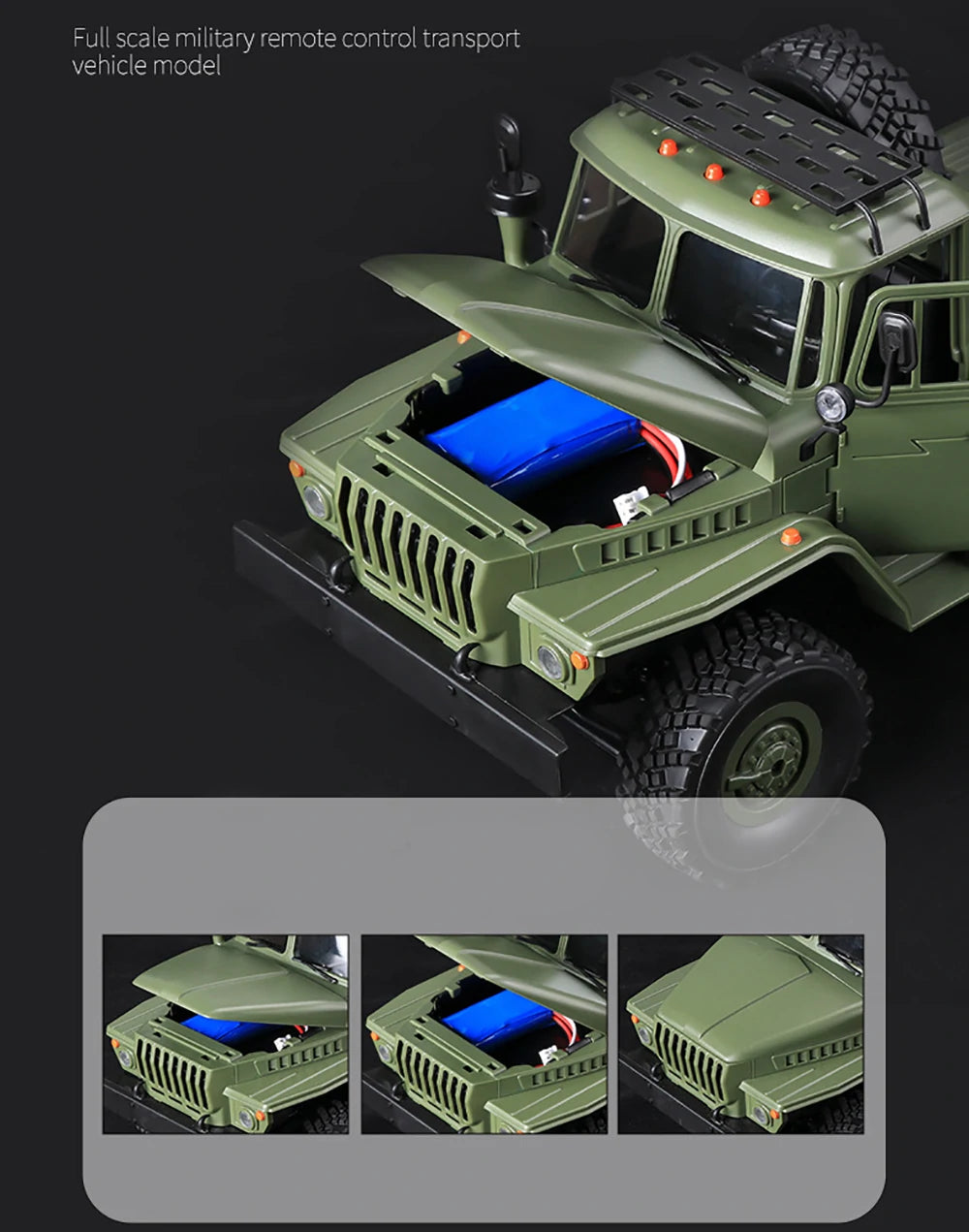 WPL B36-3 Ural 1/16 Scale 6WD Military Truck with Trailer – Ready-to-Run Rock Crawler